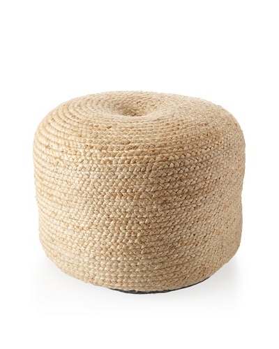 Boheme Collection Briaded Pouf, Jute, Natural