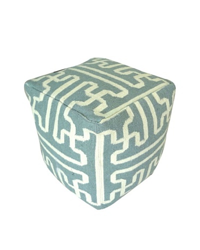 Boheme Collection Wool Cotton Pouf, Cube, Multi