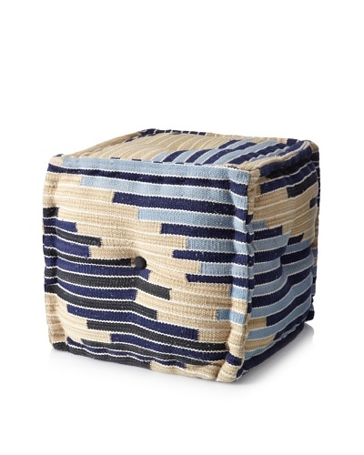 Boheme Collection Cotton Pouf, Cube, Multi