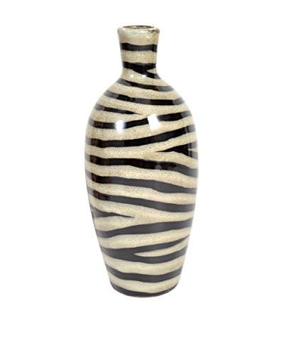 Bombay Company 12″ Ceramic Zebra Print Vase, Tan