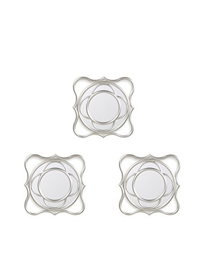 Bombay Company Set of 3 Wave Wall Mirrors, Silver