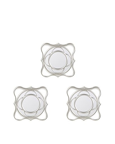 Bombay Company Set of 3 Wave Wall Mirrors, Silver