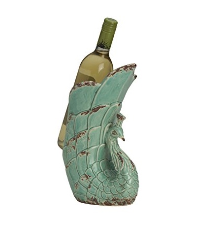 Bombay Company Ceramic Peacock Wine Holder, Teal