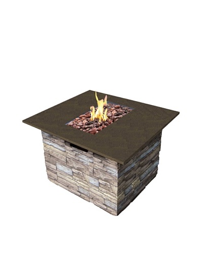 Bond Newcastle Fire Table with Marble Top and Lava Rock