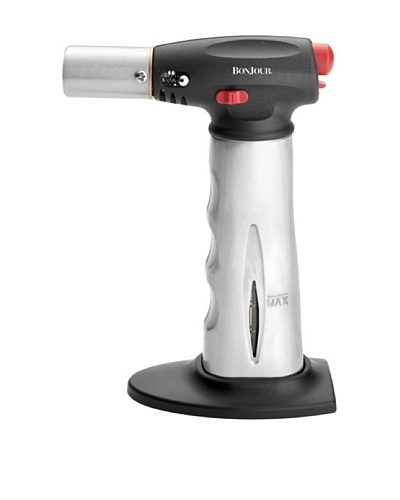 BonJour Brushed Aluminum Chef's Torch with Fuel Gauge