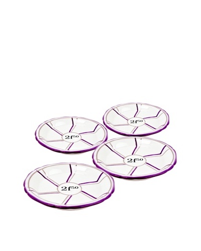 Bonnecaze Absinthe & Cuisine Set of 4 Shallow Porcelain Absinthe Saucers, White/Lavender