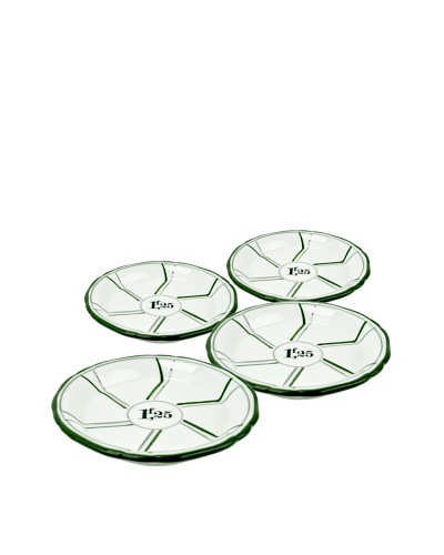 Bonnecaze Absinthe & Cuisine Set of 4 Shallow Porcelain Absinthe Saucers, White/Green
