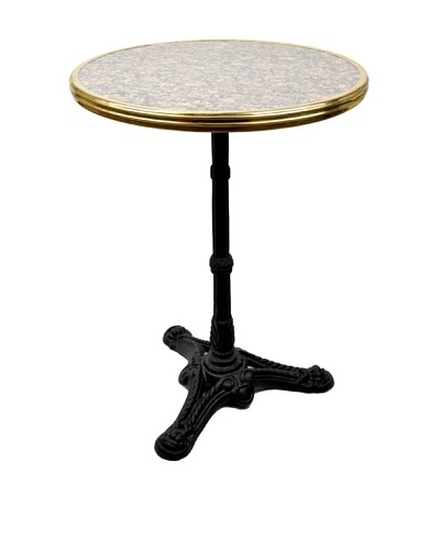 Bonnecaze Absinthe & Cuisine French-Style Marble and Iron Bistro Table, Grey/Pink/Black