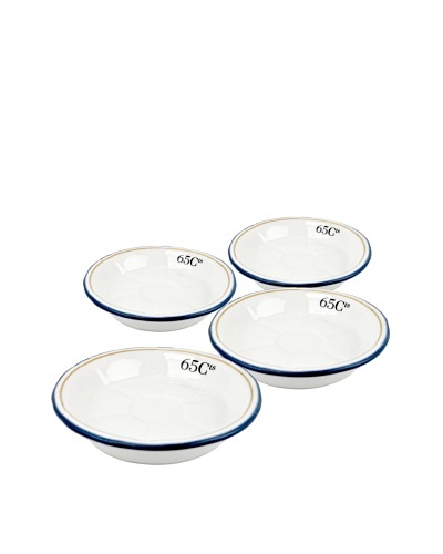 Bonnecaze Absinthe & Cuisine Set of 4 Deep Porcelain Absinthe Saucers, White/Navy Blue