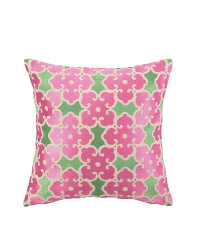 Brejer Acadia Embellished Down Pillow, Pink/Green, 14″ x 14″