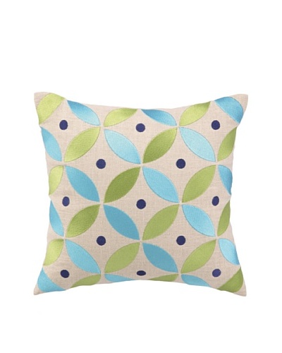 Brejer Boho-Chic Embellished Down Pillow, Blue/Green, 14″ x 14″