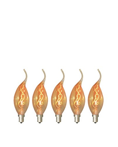 Bulbrite Set of 5 Nostalgic Flame Tip Chandelier Bulbs, 15-Watts