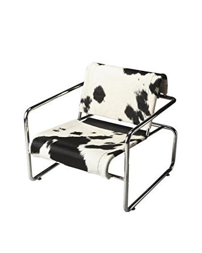 Butler Accent Chair, White/Black/Chrome