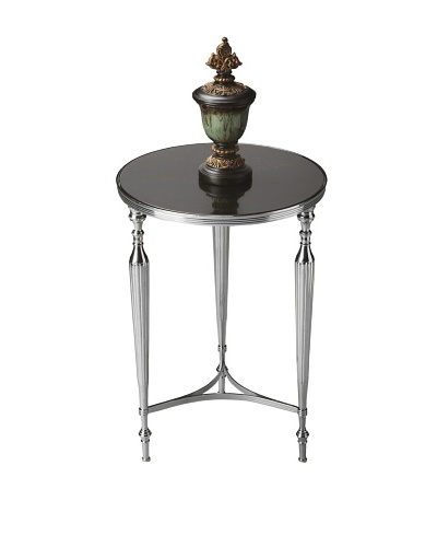 Butler Specialty Company Polished Aluminum and Black Mirror End Table