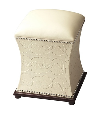 Butler Specialty Company Cream Leather Bunching Ottoman