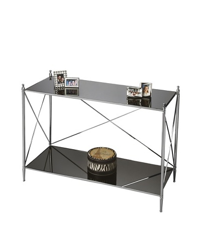 Butler Specialty Company Polished Aluminum/Black Mirror Console Table