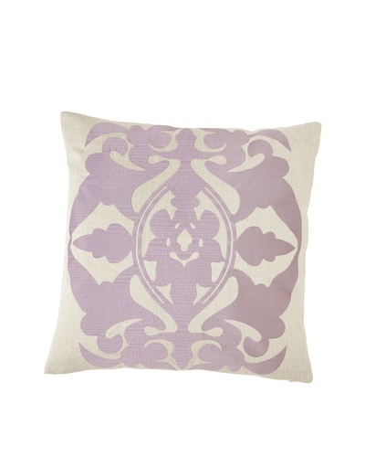 Villa Home Baroque & Roll Crest Pillow, Natural/Plum, 20 x 20