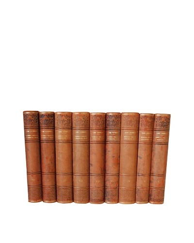 By Its Cover Decorative Reclaimed European Leather-Bound Books, 9 Volume Set