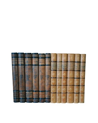 By Its Cover Decorative Reclaimed European Leather-Bound Books, 12 Volume Collection