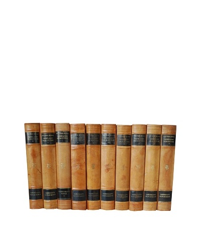 By Its Cover Decorative Reclaimed European Leather-Bound Books, 10 Volume Set