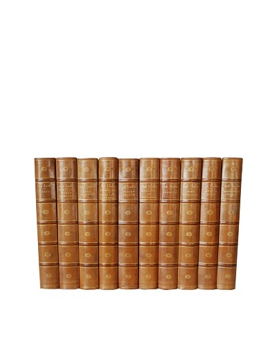 By Its Cover Decorative Reclaimed European Leather-Bound Books, 10 Volume Set