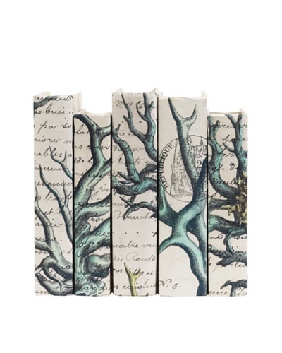 By Its Cover Hand-Rebound Set of 5 Blue Coral Decorative Books, I