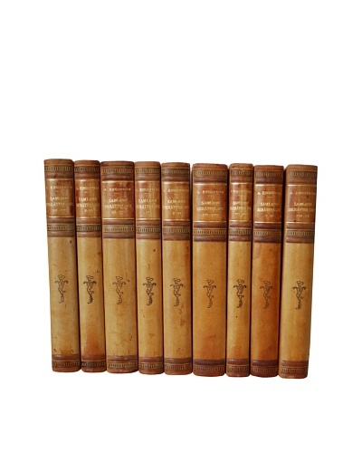 By Its Cover Decorative Reclaimed European Leather-Bound Books, 9 Volume Set