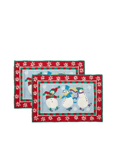 C & F Enterprises Set of 2 Skiing Snowman Hooked Rugs