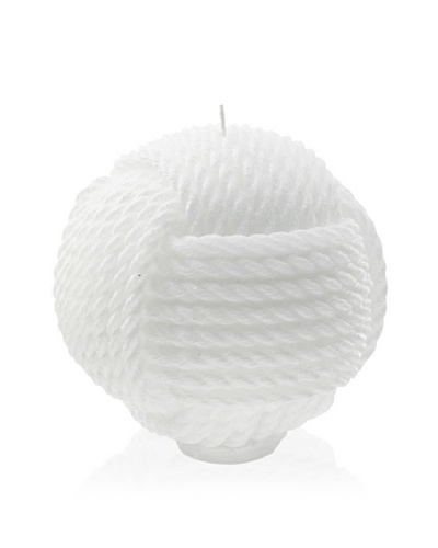 Point à la Ligne Large Corded Sphere Candle, White, Medium