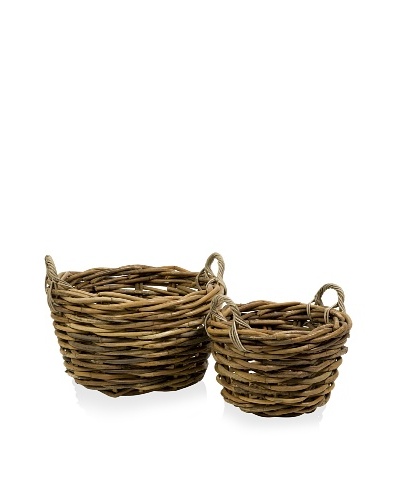 Set of 2 Round Capuchin Oversized Rattan Baskets