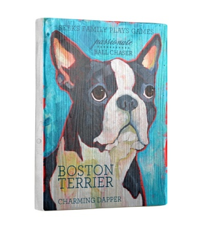 Ursula Dodge Boston Terrier Reclaimed Wood Portrait