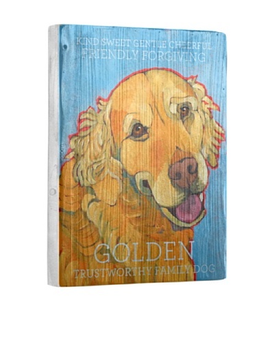 Ursula Dodge Golden Retriever Reclaimed Wood Portrait