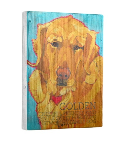 Ursula Dodge Golden Retriever Reclaimed Wood Portrait