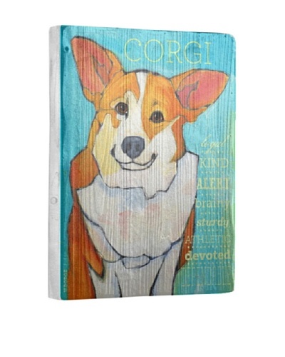 Ursula Dodge Corgi Reclaimed Wood Portrait