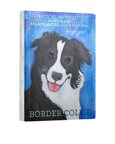 Ursula Dodge Border Collie Reclaimed Wood Portrait