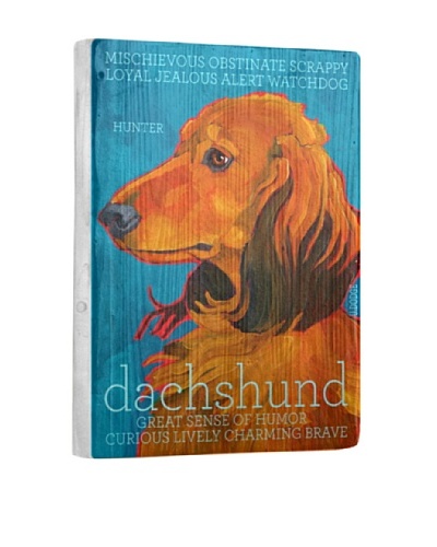 Ursula Dodge Dachshund Tan Reclaimed Wood Portrait