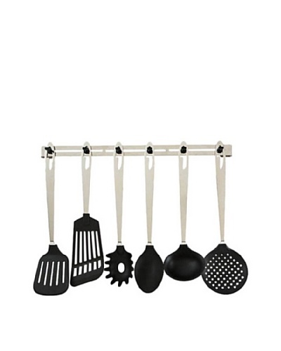 Casa Bugatti 6-Piece Kitchen Tool Set with Rack, Metallic