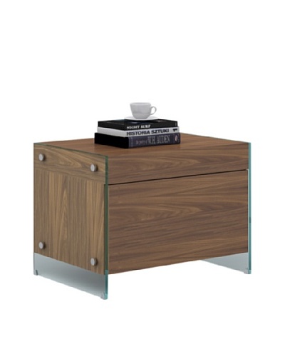 Casabianca Furniture Il Vetro 1-Drawer Nightstand, Walnut Veneer