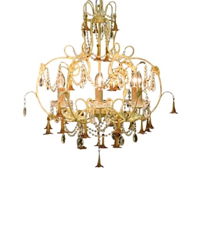 Castilian Glamour Chandelier, Beige/Dark Amber/Clear