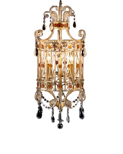 Castilian Avery Chandelier, Brushed Gold/Amber