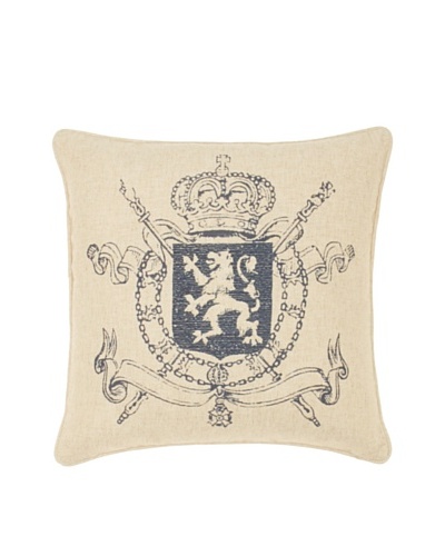 C&F Enterprises Montpellier HD Royal Crest Pillow, Beige/Navy, 18 x 18