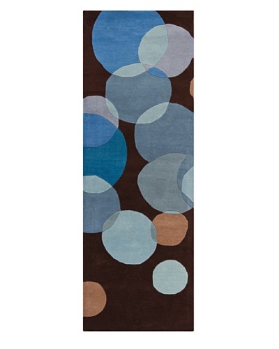 Chandra Avalisa Rug, Brown/Blue, 2′ 6″ x 7′ 6″ Runner