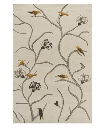 Chandra Hanu Birds Novelty Rug, Cream, 6′ x 9′