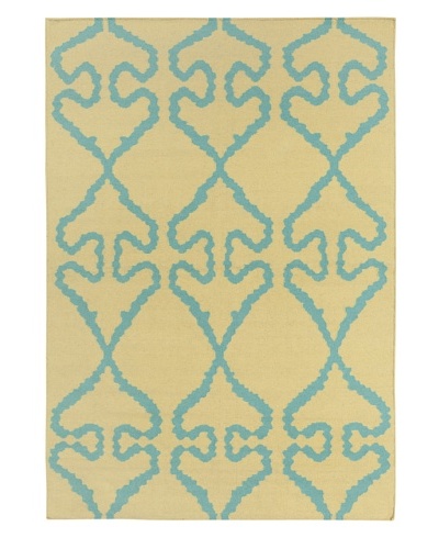 Chandra Plumb Rug, Yellow/Blue, 5' x 7'