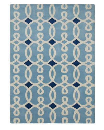 Chandra Waves Hand-Tufted Rug, Blue/White, 5' x 7'