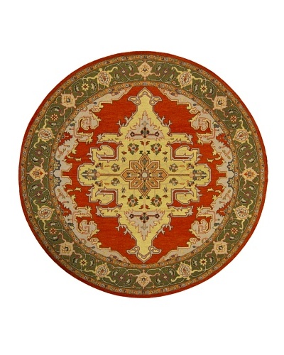 Chandra Pooja Rug, Red/Green, 7′ 9″ Round