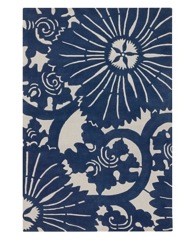 Chandra Counterfeit Studio Hand Tufted Wool Rug [Navy/White]