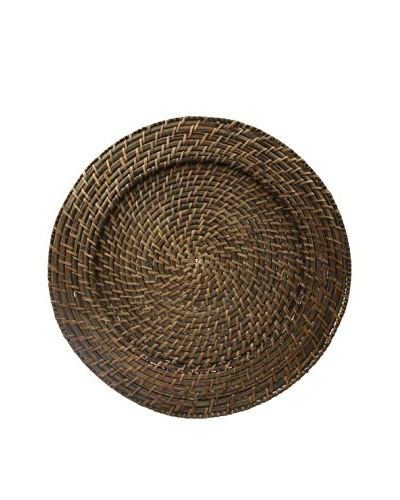 ChargeIt by Jay Set of 4 Round Rattan Brown 13-Inch Chargers