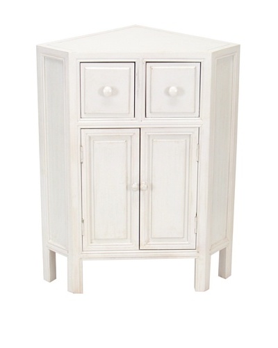 Charleston Suchow Corner Cabinet, Whitewash