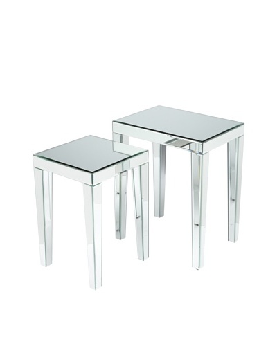 Set Of 2 Beveled Mirror Nesting Tables